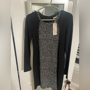 Mystree Black and Gray Long Sleeve Dress